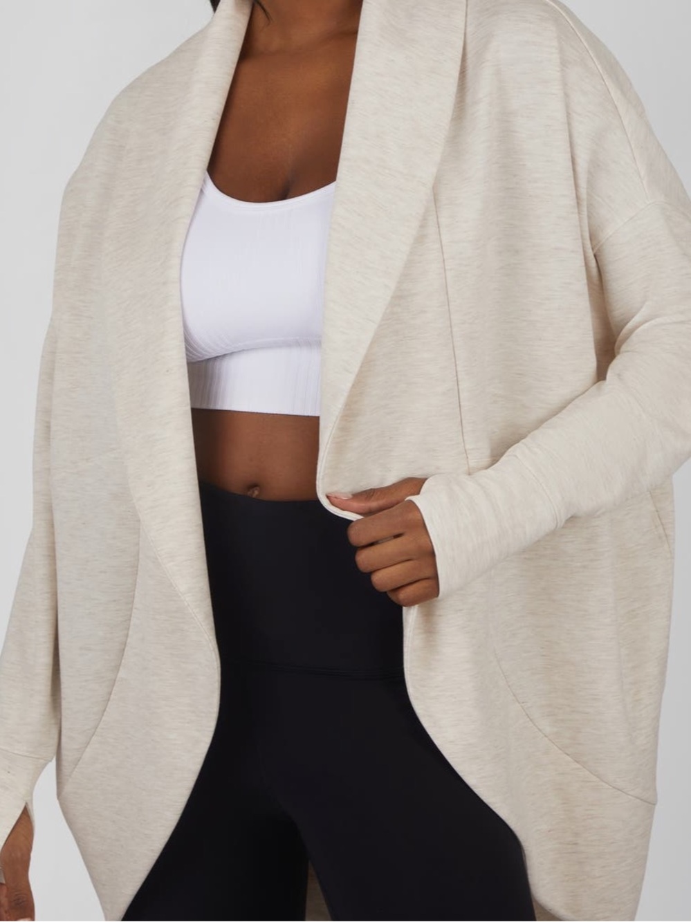 Oversized Open Front Cardigan - Cream
